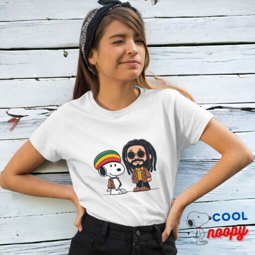 Adorable Snoopy Bob Marley T Shirt 4