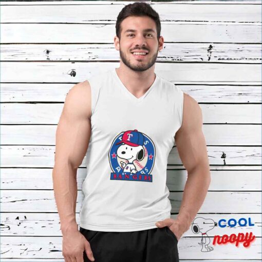 Adorable Snoopy Texas Rangers Logo T Shirt 3