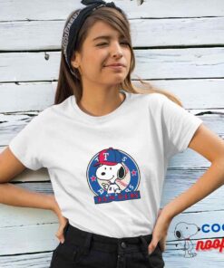 Adorable Snoopy Texas Rangers Logo T Shirt 4