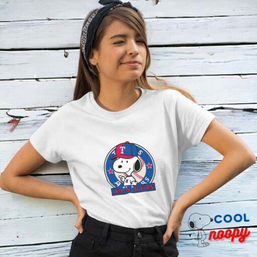 Adorable Snoopy Texas Rangers Logo T Shirt 4