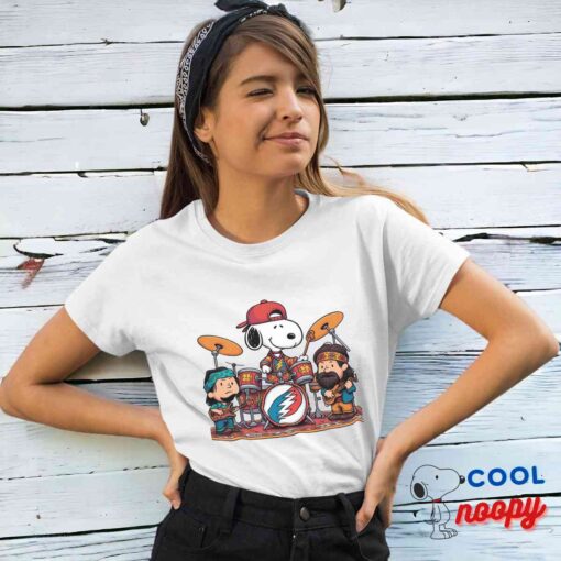 Alluring Snoopy Grateful Dead Rock Band T Shirt 4