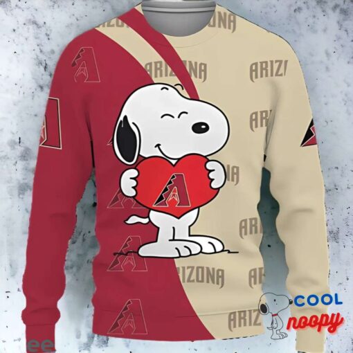Arizona Diamondbacks Snoopy Cute Heart Knitted Xmas Sweater 1