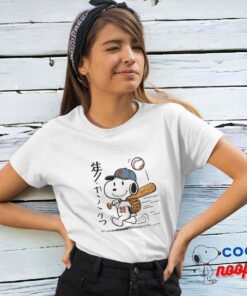 Astonishing Snoopy Baseball T Shirt 4