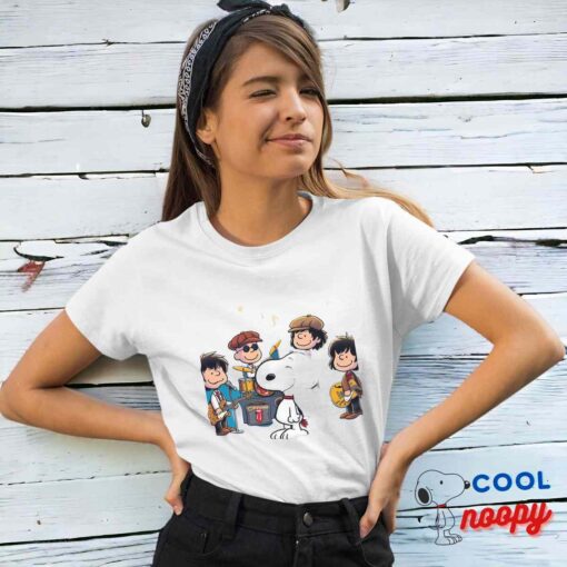 Awe Inspiring Snoopy Rolling Stones Rock Band T Shirt 4