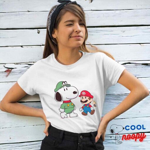 Awe Inspiring Snoopy Super Mario T Shirt 4