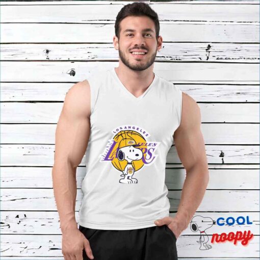 Awesome Snoopy Los Angeles Lakers Logo T Shirt 3