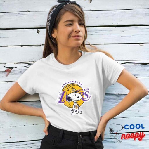 Awesome Snoopy Los Angeles Lakers Logo T Shirt 4