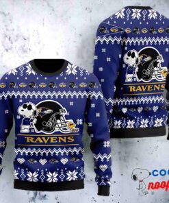 Baltimore Ravens The Snoopy Show Football Helmet Ugly Xmas Sweater 1