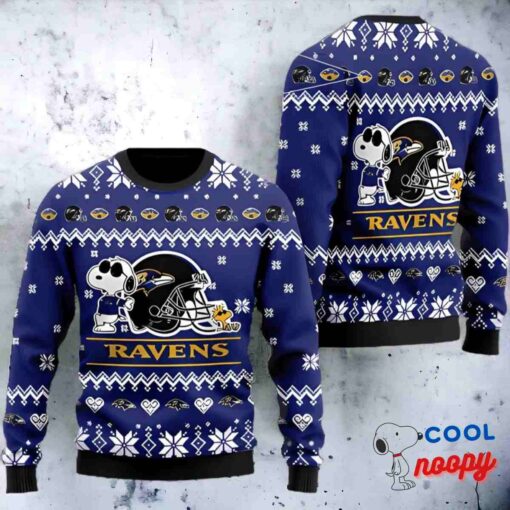 Baltimore Ravens The Snoopy Show Football Helmet Ugly Xmas Sweater 1