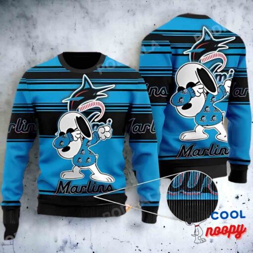 Baseball Mlb Miami Marlins Fan, Snoopy Lover Ugly Christmas Sweater 1