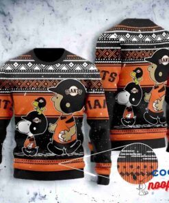 Baseball Team San Francisco Giants With Snoopy And Charlie Brown Christmas Ugly Sweater 1
