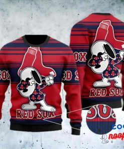 Boston Red Sox For Baseball Mlb Fans Christmas Funny Snoopy Lover Ugly Christmas Sweater 1