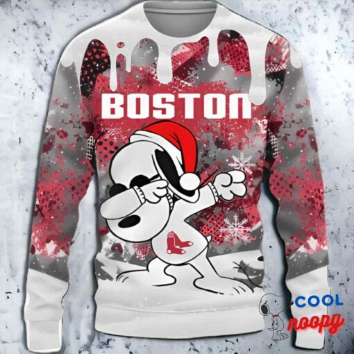 Boston Red Sox Snoopy Dabbing The Peanuts Christmas Gift Ugly Christmas Sweater 1
