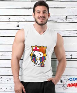Brilliant Snoopy Barcelona Logo T Shirt 3