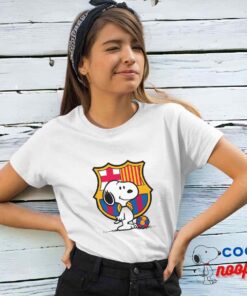 Brilliant Snoopy Barcelona Logo T Shirt 4
