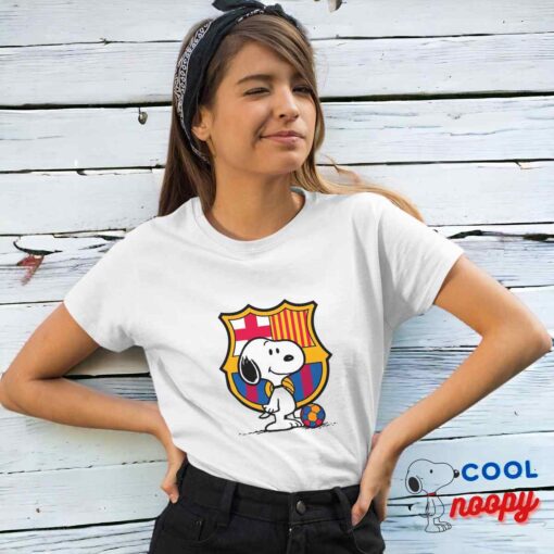 Brilliant Snoopy Barcelona Logo T Shirt 4