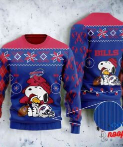 Buffalo Bills Funny Charlie Brown Peanuts Snoopy All Over Print Ugly Sweater 1