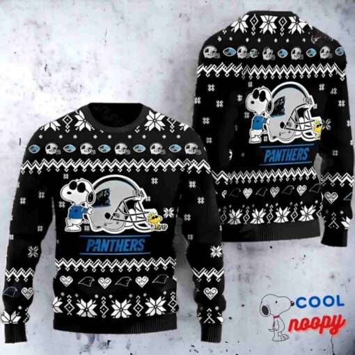 Carolina Panthers Cute The Snoopy Show Football Helmet Ugly Christmas Sweater 1