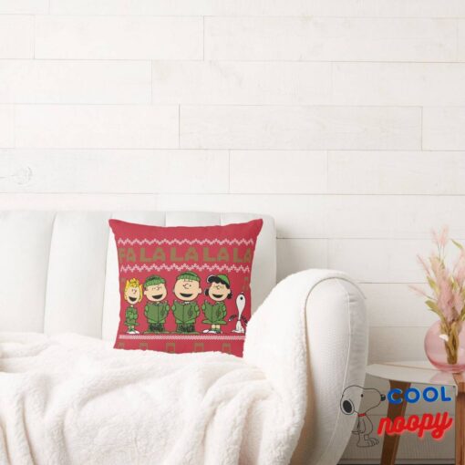 Caroling Christmas Sweater Graphic Throw Pillow 2