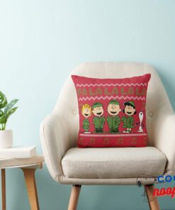 Caroling Christmas Sweater Graphic Throw Pillow 3