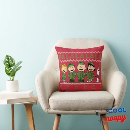 Caroling Christmas Sweater Graphic Throw Pillow 3