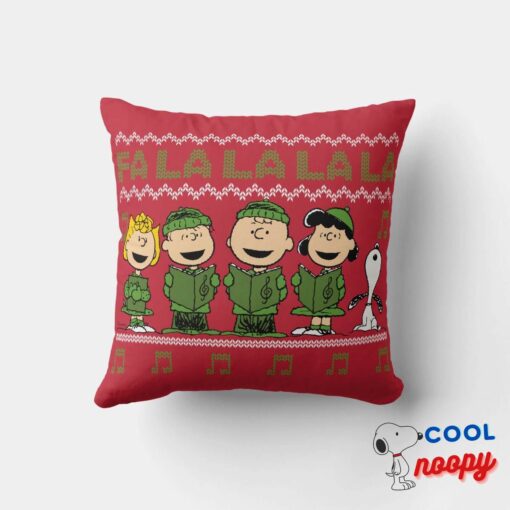 Caroling Christmas Sweater Graphic Throw Pillow 4