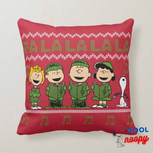 Caroling Christmas Sweater Graphic Throw Pillow 6