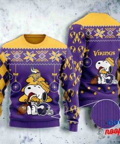 Charlie Brown Peanuts Snoopy Minnesota Vikings Knitting Pattern Ugly Christmas Sweater 1