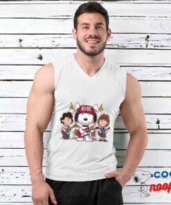 Cheerful Snoopy Acdc Rock Band T Shirt 3