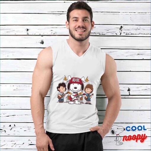 Cheerful Snoopy Acdc Rock Band T Shirt 3