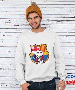 Cheerful Snoopy Barcelona Logo T Shirt 1