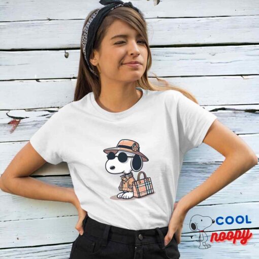 Cheerful Snoopy Burberry T Shirt 4