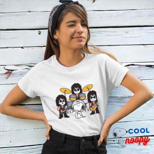 Cheerful Snoopy Kiss Rock Band T Shirt 4