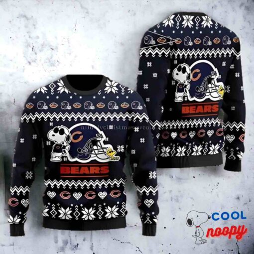 Chicago Bears Logo Snoopy Show Football Helmet Ugly Christmas Sweater 1