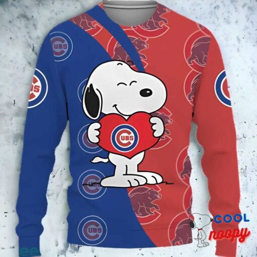 Chicago Cubs Snoopy Cute Heart Knitted Xmas Sweater 1