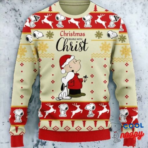 Christmas Begin With Christ Snoopy Ugly Christmas Sweater Christmas Gift 1