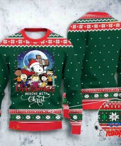 Christmas Begins With Christ Snoopy Knitted Christmas Funny Ugly Sweater 1