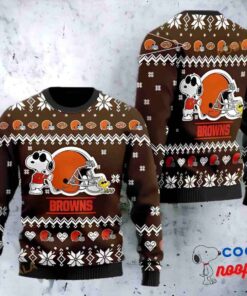 Cleveland Browns Cute The Snoopy Show Football Helmet Ugly Christmas Sweater 1
