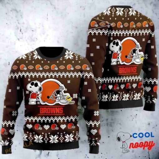 Cleveland Browns Cute The Snoopy Show Football Helmet Ugly Christmas Sweater 1