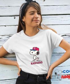 Colorful Snoopy Texas Rangers Logo T Shirt 4