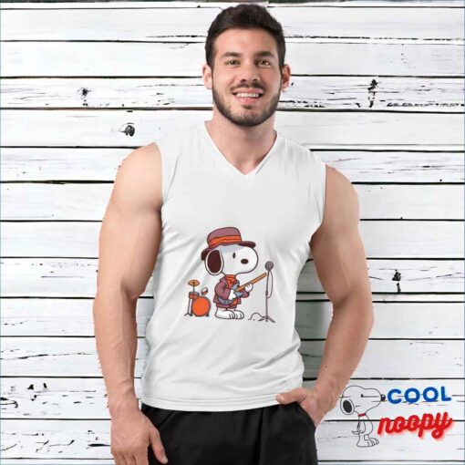 Comfortable Snoopy Maroon Pop Band T Shirt 3
