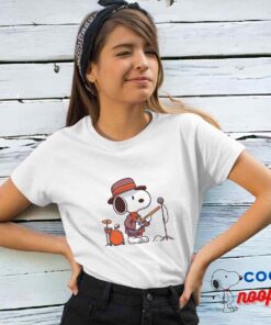 Comfortable Snoopy Maroon Pop Band T Shirt 4