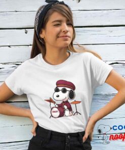 Creative Snoopy Maroon Pop Band T Shirt 4
