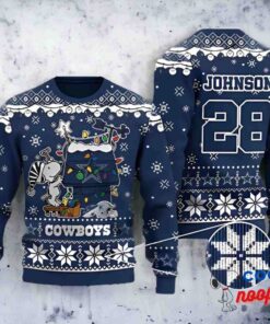 Dallas Cowboys Snoopy Custom Name And Number Ugly Christmas Sweater 1