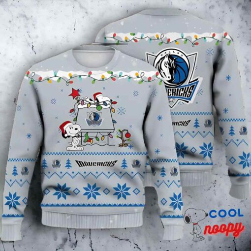 Dallas Mavericks Snoopy Christmas Light Woodstock Snoopy Ugly Christmas Sweater 1