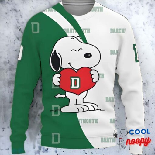 Dartmouth Big Green Snoopy Cute Heart Ugly Christmas Sweater 1