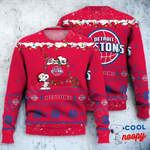 Detroit Pistons Snoopy Nba Ugly Christmas Sweater 1