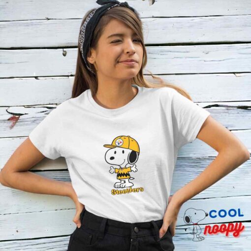 Discount Snoopy Pittsburgh Steelers Logo T Shirt 4