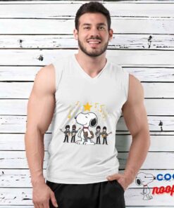 Exciting Snoopy The Beatles Rock Band T Shirt 3
