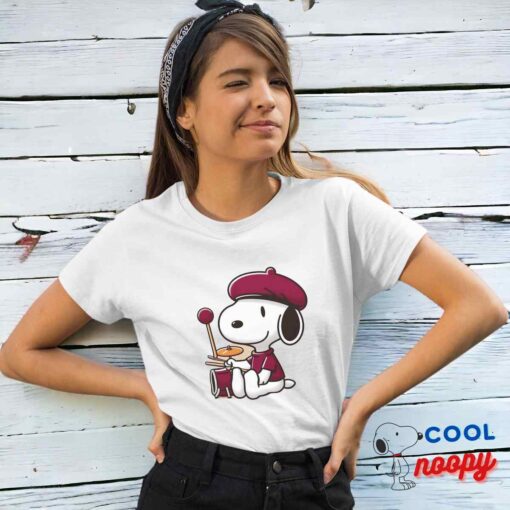Exquisite Snoopy Maroon Pop Band T Shirt 4